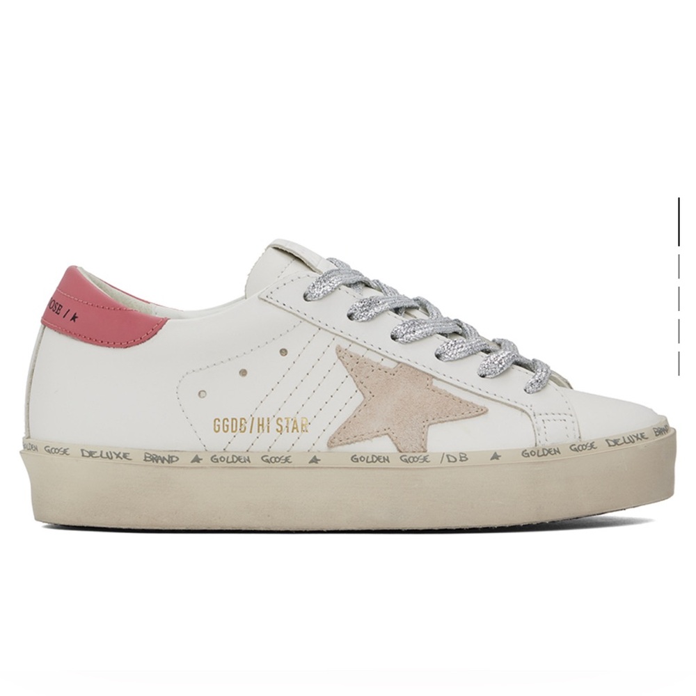 Golden Goose Hi Star Sneaker White Pink Silver Cream NIB Auth